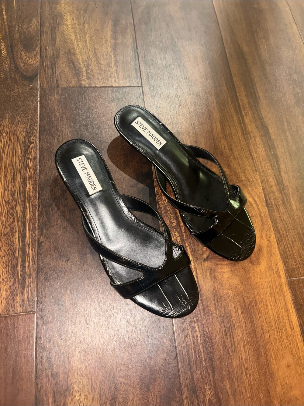 Steve Madden Black Slip-On Heeled Paulah Sandals